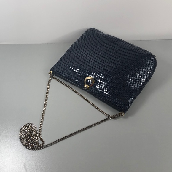 RARE VtG Whiting & Davis Navy Blue Purse Clutch - Picture 8 of 8